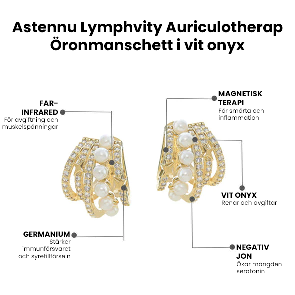 Lymfvitet Aurikuloterapi Vit Onyx EarCuff