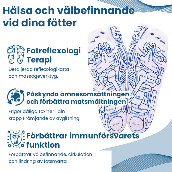 AcuReflexology Lättnad Diagram strumpor