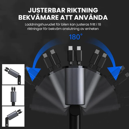 Snabbladdande utdragbar billaddare (iPhone & Android)